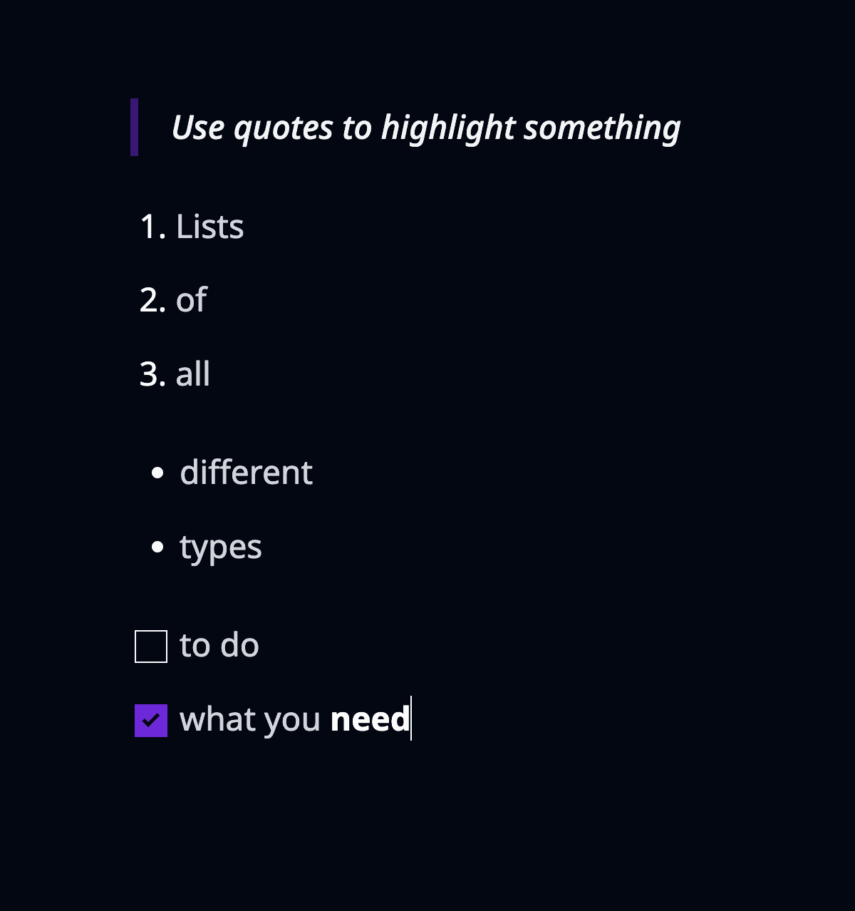 Stride list options